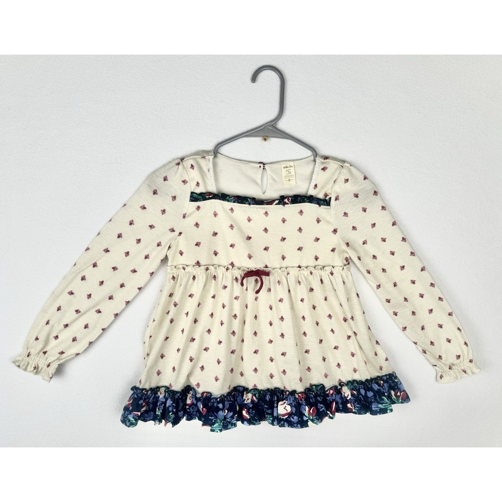 Matilda Jane Girls Long Sleeve Ruffle Hem Dress Size 8 Pink Floral Fall Tunic